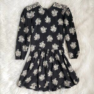 Vintage By Choice Black White Floral Peplum Flare Mini Dress Size 5
